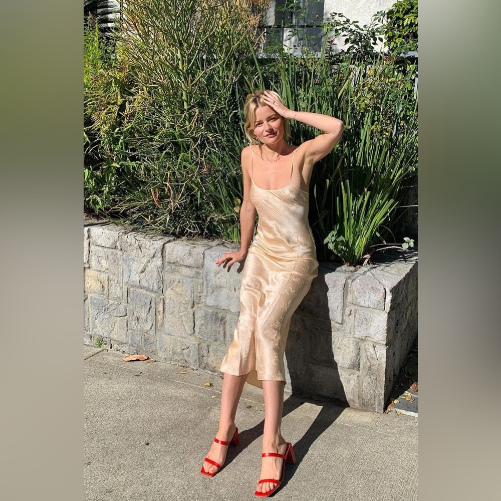 SOLDSOLDSOLDSOLD Realisation Par Tia Dress XXS Pale peach pink silk slip dress